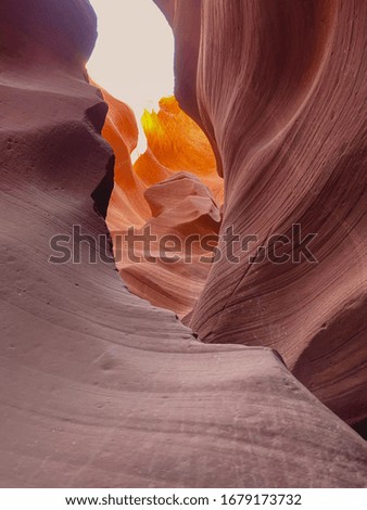 LOWER ANTELOPE CANYON, ARIZONA – FEBRUARY 20TH, 2020: A view of a slot canyon in the American Southwest, on Navajo land east of Page, Arizona. ON FEBRUARY 20TH, 2020