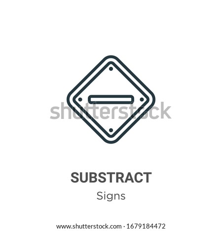 Substract outline vector icon. Thin line black substract icon, flat vector simple element illustration from editable signs concept isolated stroke on white background