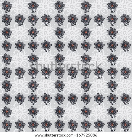 Seamless pattern with flowers on a gray background