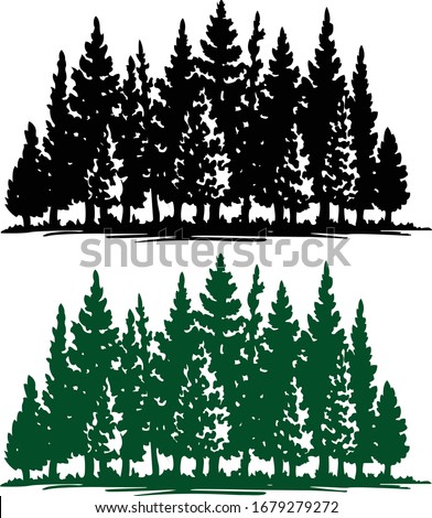
silhouette of eco plants, Christmas tree forest