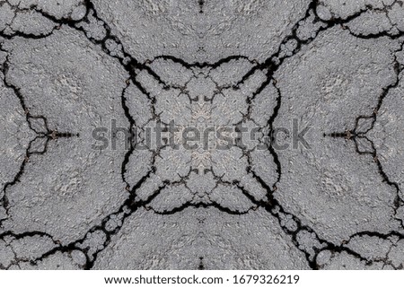 Kaleidoscopic drawing from a photo of an asphalt road with a cracked surface. Abstract background for lettering or design.