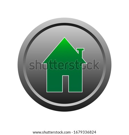 Icon green house on circle with white background