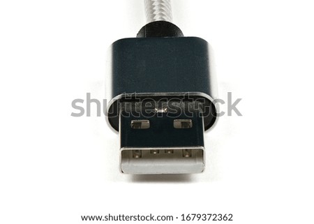 Closeup USB cable isolated on white. High resolution photo. Full depth of field.