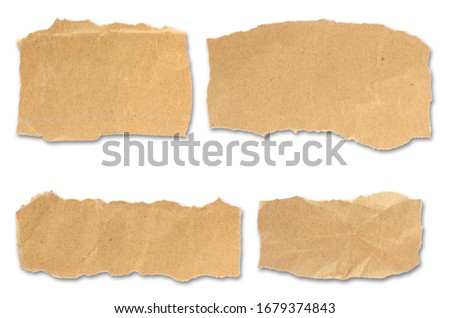 Set of paper different shapes scraps isolated on white background with clipping path.
