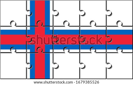 flag of faroe islands made with jigsaw puzzle pieces
