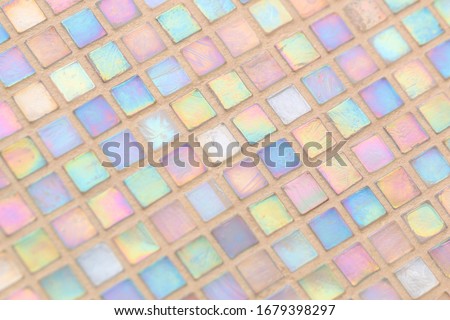 Shiny mosaic perspective. Rainbow colors with neutral grout