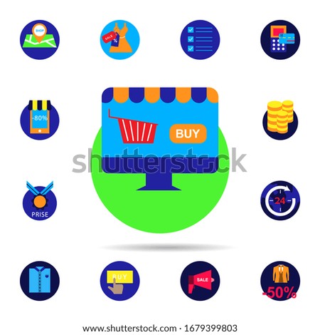 Discount, online, cart icon. Universal set of discount for website design and development, app development