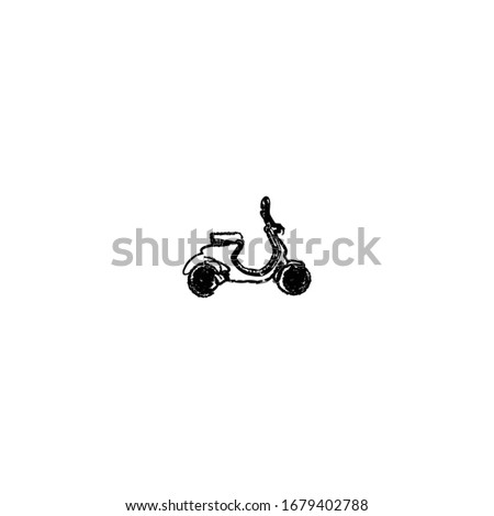 sketch of scooter cartoon sticker design
