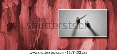 abstract digital screen with a horror movie, dark night concept