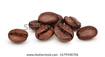 Heap of coffee beans isolated on white background Royalty-Free Stock Photo #1679448706