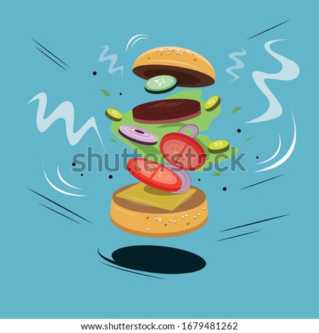 Yummy burger. Vector food illustration