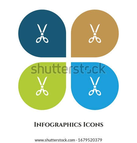 Cut or Scissor Vector Illustration icon for all purpose. Isolated on 4 different backgrounds.
