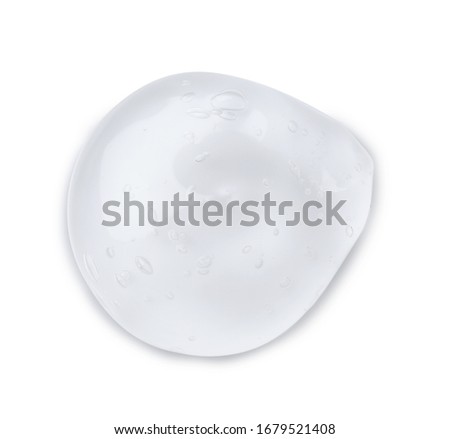 Sample of transparent cosmetic gel on light background, top view Royalty-Free Stock Photo #1679521408