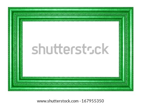 Old Antique green  frame Isolated Decorative Carved Wood Stand Antique Black  Frame Isolated On White Background