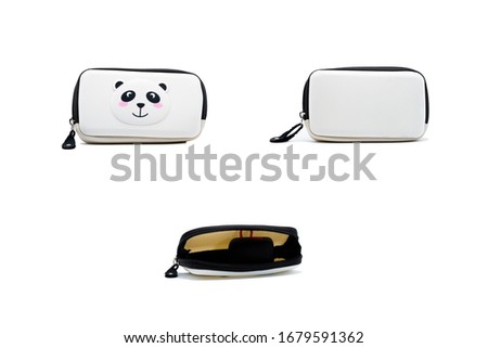 White Multipurpose bag cute panda shape White background and isolated