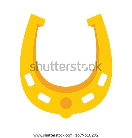 Shiny golden western horseshoe vector flat icon, lucky symbol isolated on white illustration
