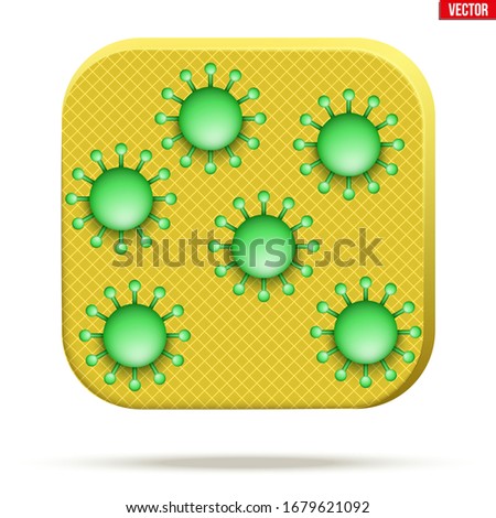 Surface with virus. Concept icon of infected surface and personal hygiene. Vector Illustration isolated on white background.