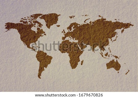 World Map Vintage Retro Style With Paper Texture Brown Color Scheme Vector Illustration