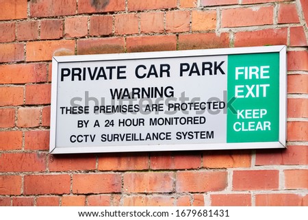 Private parking sign at hotel car park