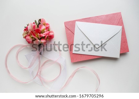 wedding card design. small bouquet of flowers and a wedding ring. wedding invitation. congratulation
