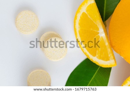 Close-up of Effervescent tablet of vitamin C