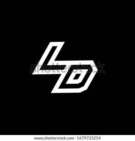 LD logo monogram with up to down style negative space design template isolated on black background