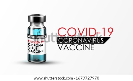 Anti Coronavirus disease COVID-19 infection medical vaccine with typography and copy space. New official name for Coronavirus disease named COVID-19, pandemic risk background vector illustration Royalty-Free Stock Photo #1679727970