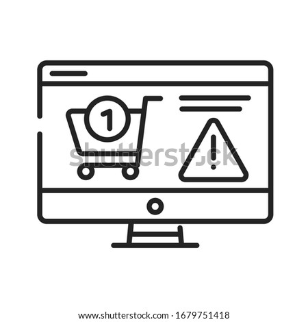 Fraud online shopping black line icon. Involve scammers pretending to be legitimate online sellers, either with a fake website or a fake ad on a genuine retailer site. UI UX GUI design element