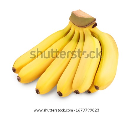 baby banana bunch isolated on white background with clipping path and full depth of field Royalty-Free Stock Photo #1679799823