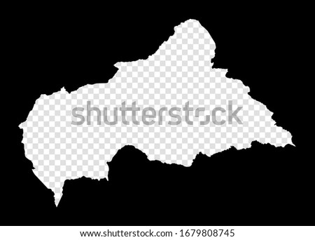 Stencil map of CAR. Simple and minimal transparent map of CAR. Black rectangle with cut shape of the country. Classy vector illustration.