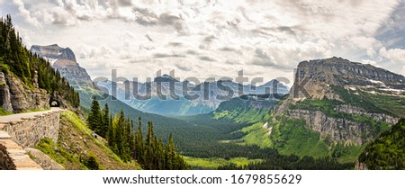 Glacier National Park in the Rocky Mountain Range of Montana. Royalty-Free Stock Photo #1679855629