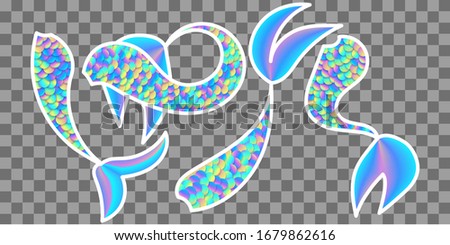 Mermaid silhouette tail. Sequins vector mermaid sparkle glitter background. Colorful mermaid sequins vector.