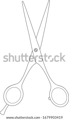Professional hairdressing scissors. The scissors with open blades. Professional hair cutting tool. Logo for a beauty salon, hair salon, business card. Vector illustration.