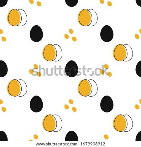 Pattern with egg on white background. Vector illustration
