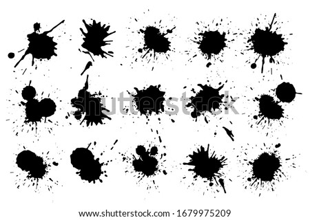 Black ink splashes. Grunge splatters. Abstract background. Grunge text banners