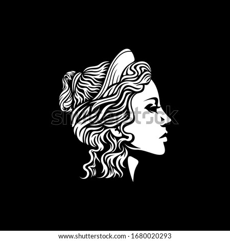 beautiful goddess vector logo design Royalty-Free Stock Photo #1680020293