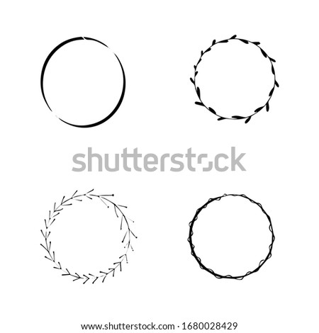 Set, collection of hand drawn wreath with elements. Love, isolated on a white background. Can be used for valentine cards, quotes, blogs and more. EPS Vector