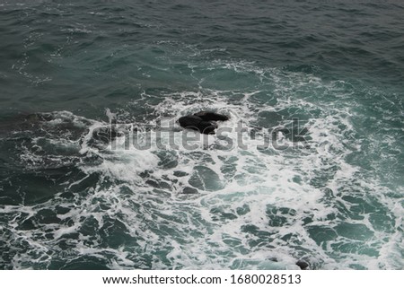 Powerful Waves. Beautiful Scenery of Jeju Island, Korea