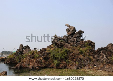 Bird-Shape Rocks. Beautiful Scenery of Jeju Island, Korea