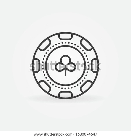 Poker Clubs Chip icon in thin line style - vector Casino or Gambling Chip symbol