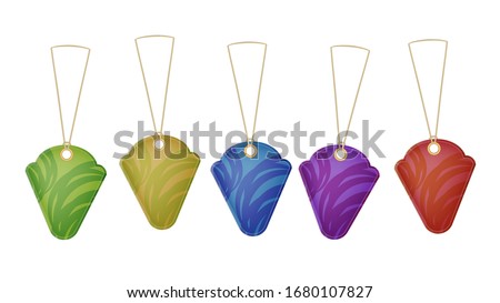 Car Air Freshener Aromatic Accessory Set Vector. Collection Of Different Color And Flavor Elegant Blank Freshener With Lace. Automobile Perfume Multicolored Template Realistic 3d Illustrations Royalty-Free Stock Photo #1680107827