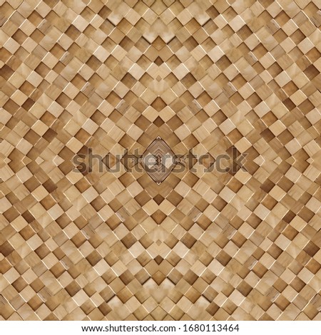 brown blocks structure textured wooden wall panel with abstract centered rhombus pattern, country style interior decoration background