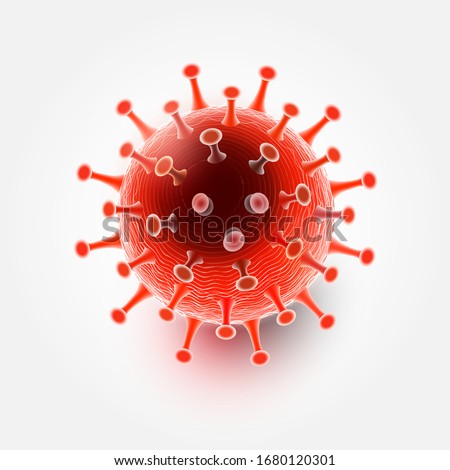 Coronavirus disease COVID-19 infection medical isolated. China pathogen respiratory influenza covid virus cells. New official name for Coronavirus disease named COVID-19, vector illustration Royalty-Free Stock Photo #1680120301