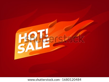 Hot sale flaming label. Sale promotion banner. Royalty-Free Stock Photo #1680120484