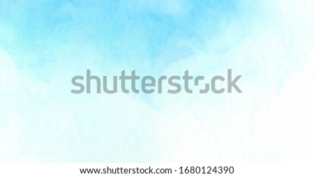 Blue sky and clouds, hand painted abstract watercolor background, vector illustration
