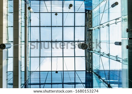 Photo of modern glass ceiling in school building