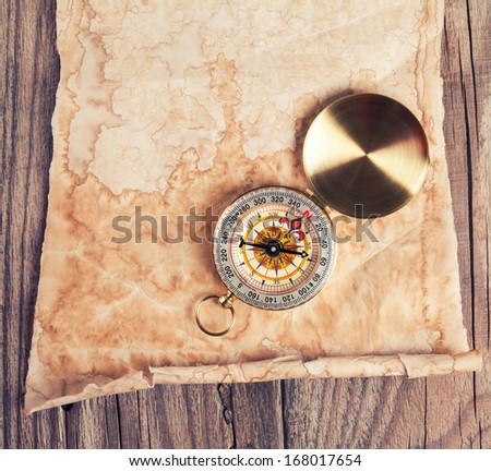 old treasure map with compass 