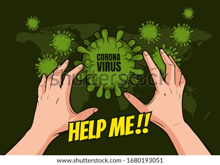 Coronavirus disease, Pictures of frightened hand gestures, vector illustration.
