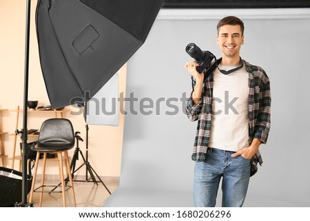 Professional photographer working in studio