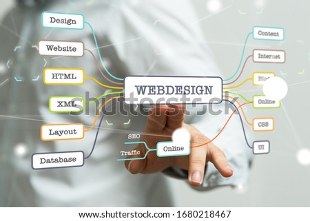 A person presenting the virtual projection of web design